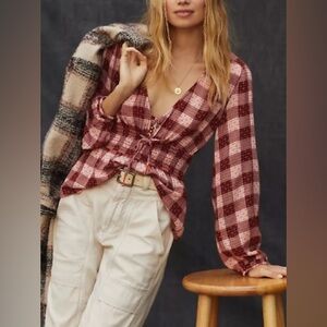 Pilcro wool blend plaid v neckline size‎ Xs